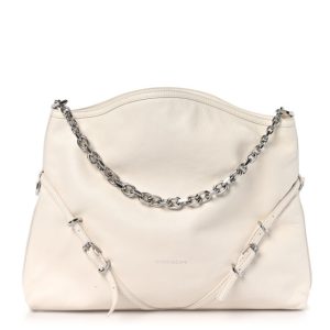 Givenchy Tumbled Calfskin Medium Voyou Bag Ivory