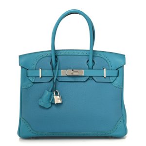 Hermes Togo Swift Ghillies Birkin 30 Turquoise