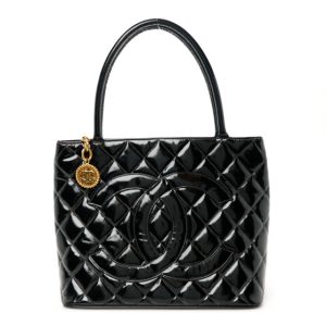 Chanel Patent Medallion Tote Black