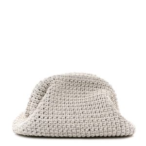 Bottega Veneta Calfskin Crochet Medium The Pouch Clutch Bianco