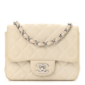 Chanel Caviar Quilted Mini Square Flap Dark White