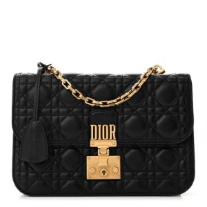 Christian Dior Lambskin Cannage Large Dioraddict Flap Bag Black