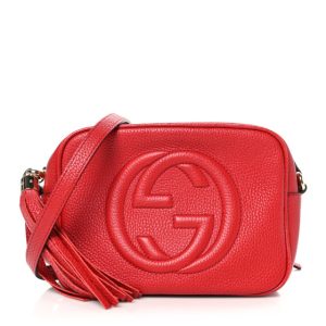Gucci Pebbled Calfskin Small Soho Disco Bag Tabasco Red