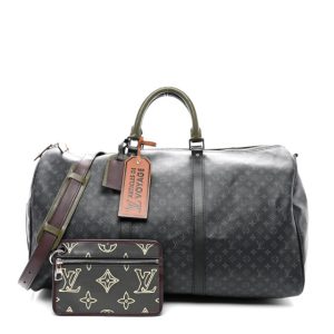 Louis Vuitton Monogram Eclipse Patchwork Keepall Bandouliere 50