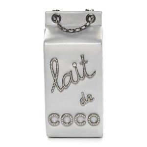 Chanel Metallic Goatskin Lait de Coco Milk Carton Bag Silver