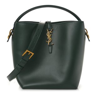 Saint Laurent Shiny Calfskin Le 37 Bucket Bag Vert Fonce