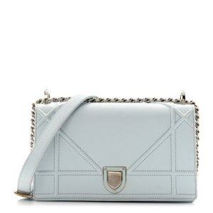 Christian Dior Grained Calfskin Medium Diorama Flap Bag Light blue