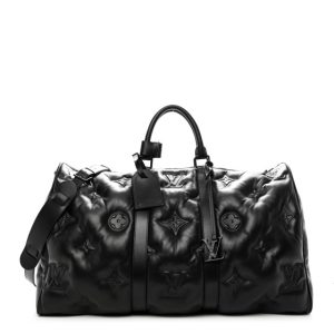 Louis Vuitton Lambskin Monogram Keepall Puffer XL Bandouliere 75 Black