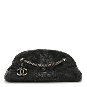 Chanel Galuchat Stingray Small Just Mademoiselle Bowling Bag Black