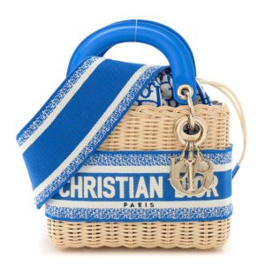 Christian Dior Wicker Oblique Mini Lady Dior Bag Florescent Blue