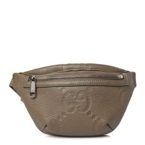 Gucci Piuma Calfskin Jumbo GG Embossed Small Belt Bag Good Taupe