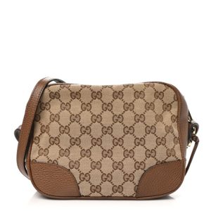 Gucci Monogram Mini Bree Messenger Bag Beige Tabacco
