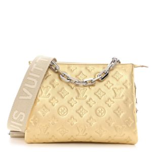 Louis Vuitton Lambskin Embossed Monogram Coussin PM Gold