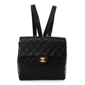 Chanel Lambskin Quilted Backpack Black
