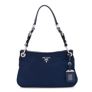 Prada Tessuto Nylon Soft Calfskin Shoulder Bag Royal