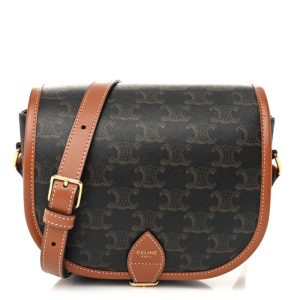 Celine Triomphe Canvas Medium Folco Bag Tan