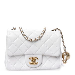 Chanel Lambskin Quilted Mini Pearl Crush Flap White
