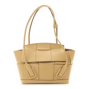 Bottega Veneta French Calfskin Maxi Intrecciato Small Arco Tapioca