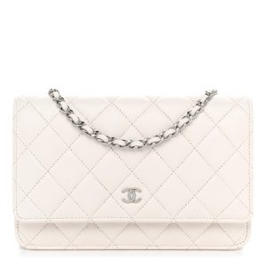 Chanel Caviar Quilted Wallet on Chain WOC White