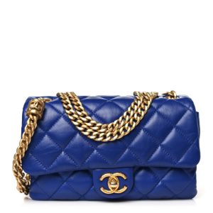 Chanel Lambskin Quilted Small Pillow Crush Flap Blue