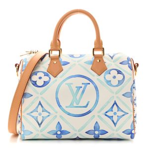Louis Vuitton Monogram Tiles By The Pool Speedy Bandouliere 25 Lagoon Blue