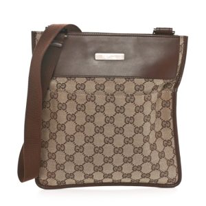 Gucci Monogram Messenger Crossbody Bag Dark Brown