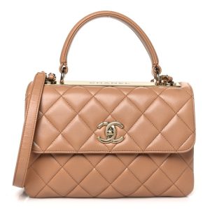 Chanel Lambskin Quilted Small Trendy CC Dual Handle Flap Bag Camel