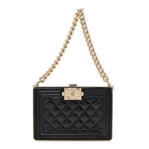 Chanel Patent Calfskin Boy Minaudiere Black