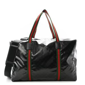 Gucci Crystal Monogram Web Large Duffle Bag Black