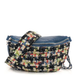 Chanel Lambskin Tweed Waist Bag Blue Multicolor