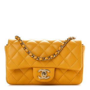 Chanel Lambskin Quilted Extra Mini Flap Bag Yellow