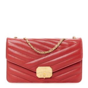 Chanel Calfskin Chevron Quilted Gabrielle Flap Red