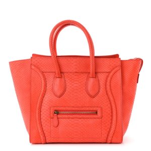 Celine Snakeskin Mini Luggage Orange