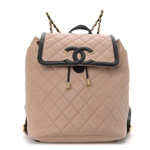 Chanel Caviar Quilted Filigree Backpack Beige Black