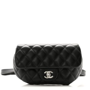 Chanel Calfskin Quilted CC Uniform Flap Belt Bag Black