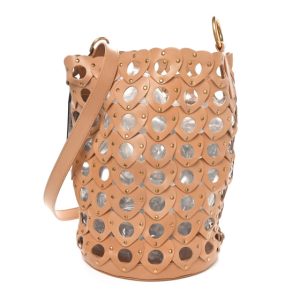 Saint Laurent Vegetable Tanned Calfskin Studded Seau Coeur Bucket Bag Vintage Brown