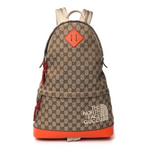 Gucci X THE NORTH FACE Monogram Textured Dollar Calfskin Embroidered Beige Ebony Mystic White Deep Orange