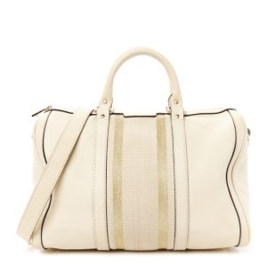 Gucci Calfskin Vintage Web Medium Boston Mystic White