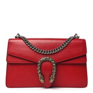 Gucci Dollar Calfskin Swarovski Crystal Small Dionysus Shoulder Bag Hibiscus Red