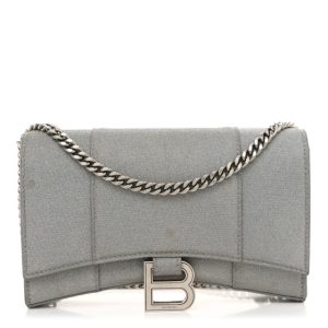 Balenciaga Glitter Fabric Hourglass Chain Bag Grey