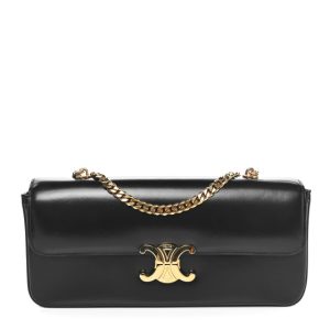 Celine Shiny Calfskin Triomphe Chain Bag Black