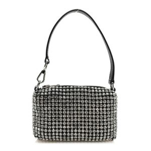 Alexander Wang Mesh Crystal Rhinestone Mini Heiress Pouch Black Silver