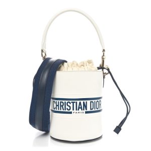 Christian Dior Calfskin Small Dior Vibe Bucket White Blue