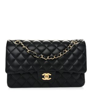 Chanel Lambskin Quilted Medium Double Flap Black