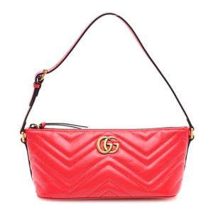 Gucci Calfskin Matelasse Chevron GG Marmont Sling Shoulder Bag Rosso