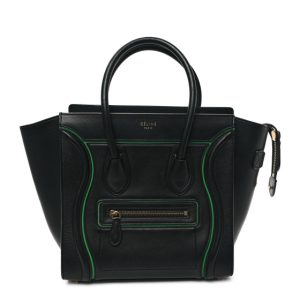Celine Smooth Calfskin Micro Luggage Black Green