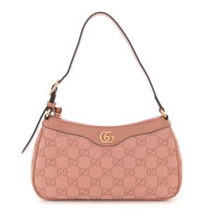 Gucci Monogram Textured Dollar Calfskin Small Ophidia Hobo Cloche Rose Pink
