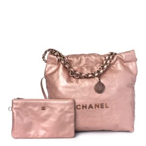 Chanel Metallic Calfskin Quilted Chanel 22 Pink