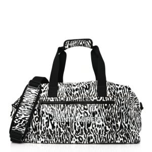 Saint Laurent Nylon Nuxx Leopard Ripstop Duffle Black White
