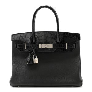 Hermes Togo Shiny Niloticus Crocodile Birkin Touch 30 Black